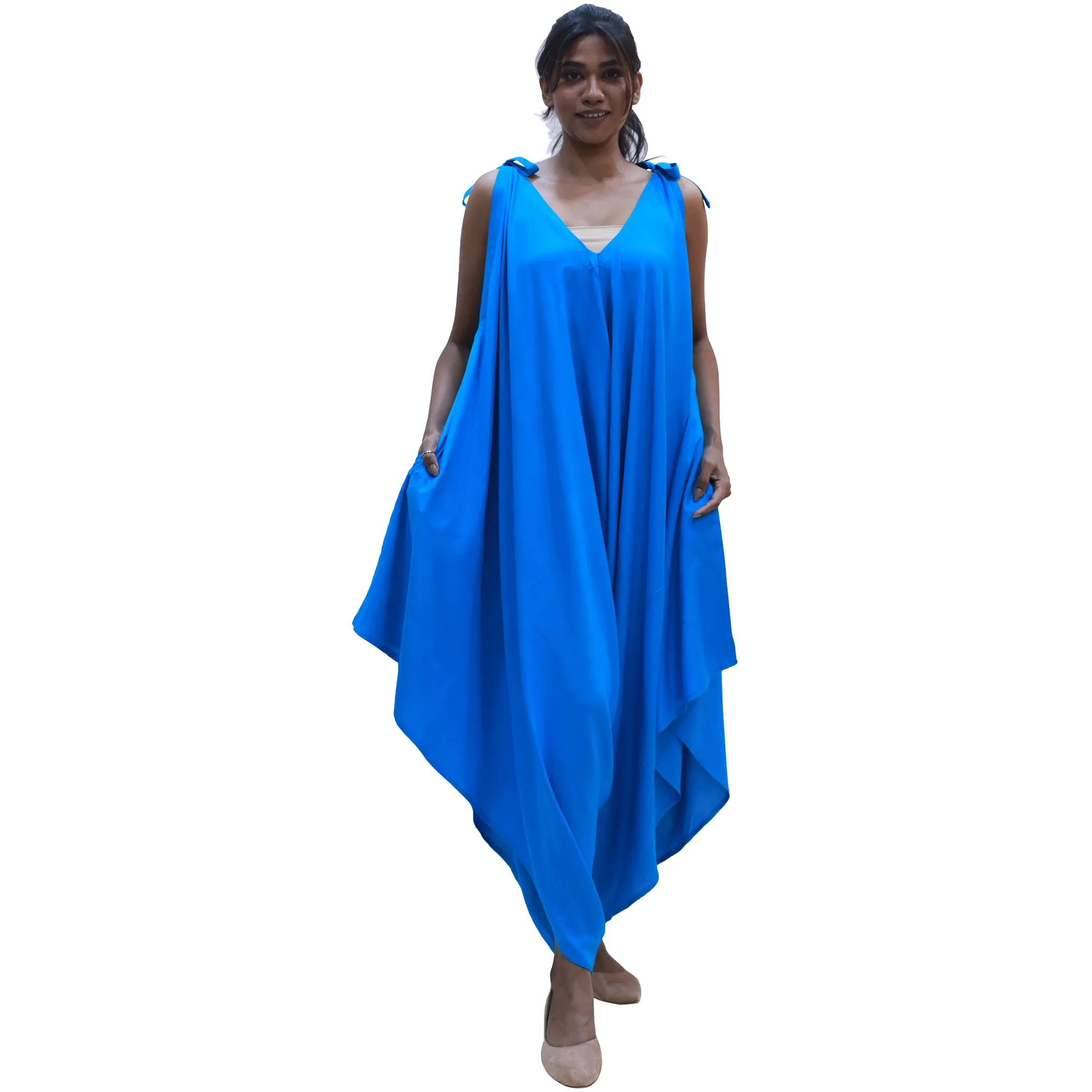 Women's Solid Color Asymmetrical Sleeveless Jumpsuit - FI-R3023