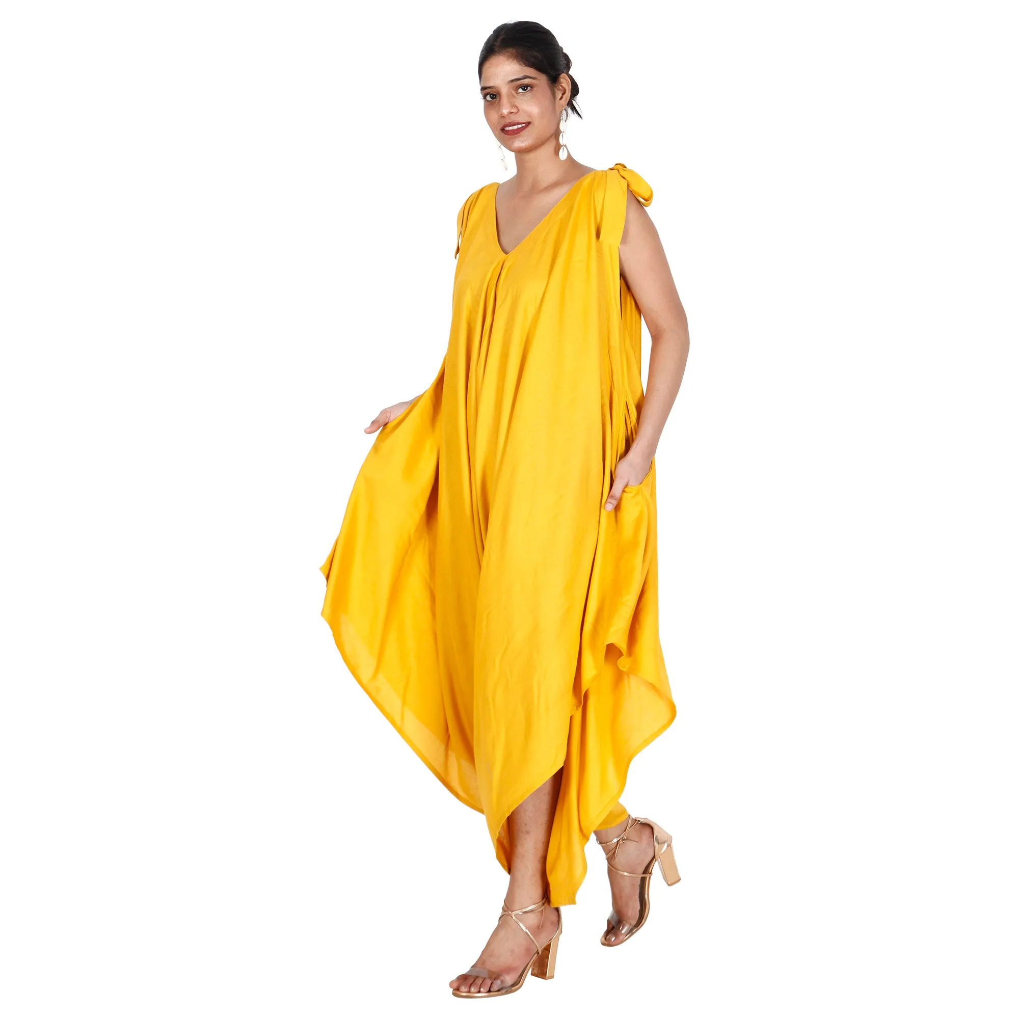 Women's Solid Color Asymmetrical Sleeveless Jumpsuit - FI-R3023