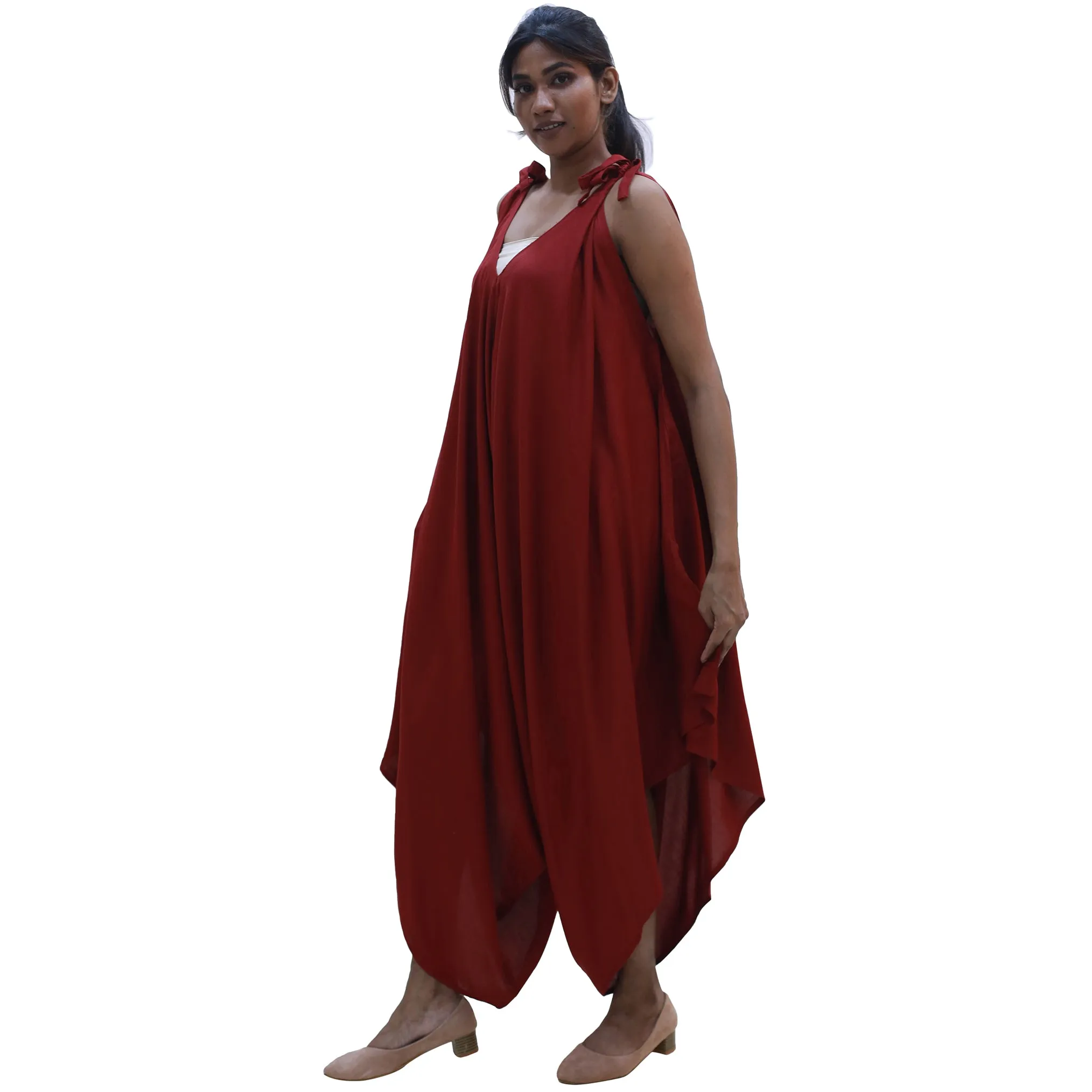 Women's Solid Color Asymmetrical Sleeveless Jumpsuit - FI-R3023