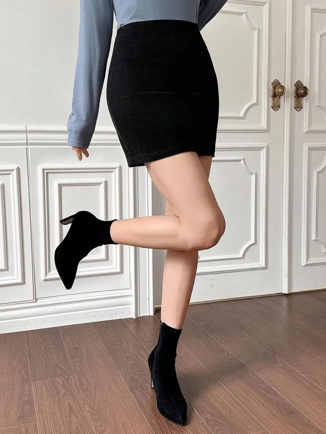 Women’s Summer Flowy Skirt Dress Women's Solid Color Pencil Short Skirt Elegant
