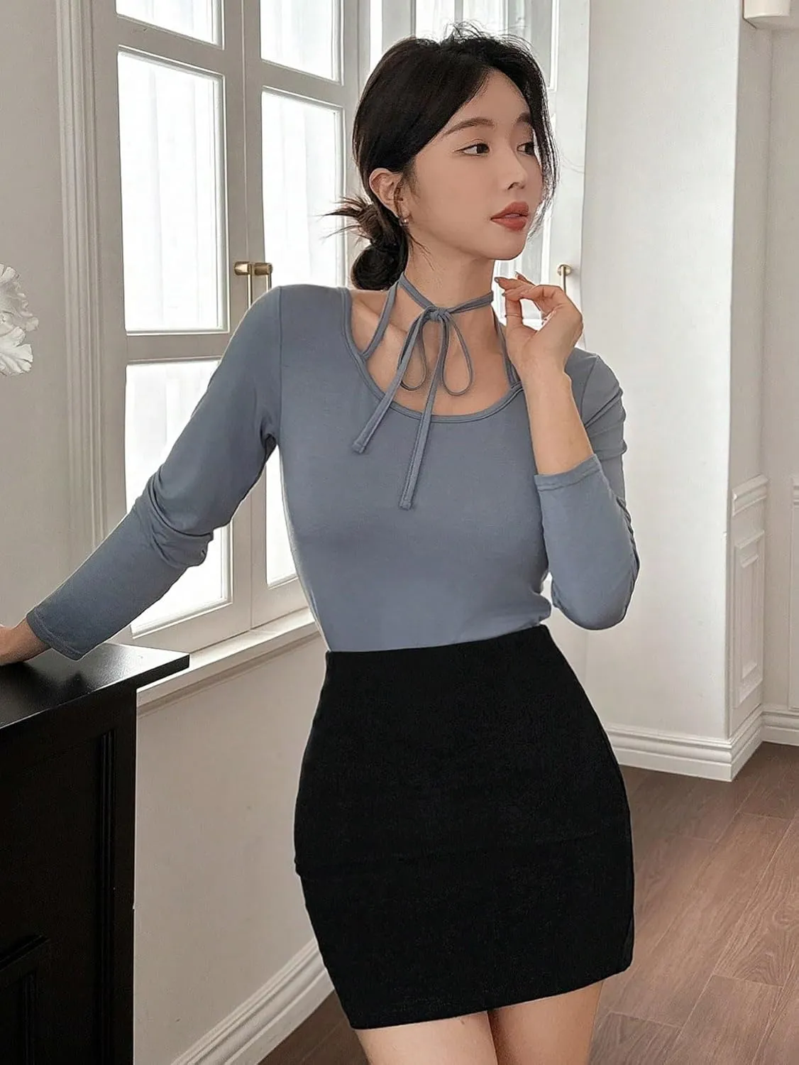 Women’s Summer Flowy Skirt Dress Women's Solid Color Pencil Short Skirt Elegant