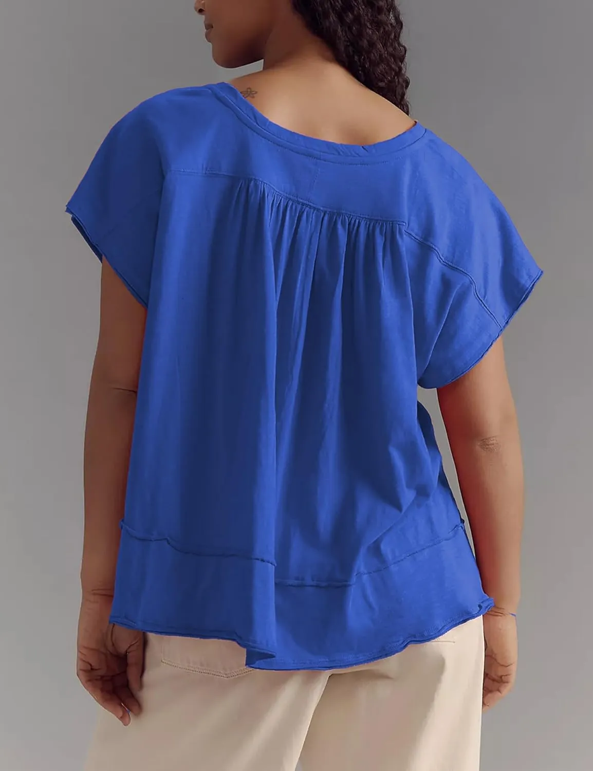 Womens Summer Peplum Top Cute Ruffle Shirt Casual Short Sleeve Flowy Hem Boho Pleated Smocked Tops Trendy 2025