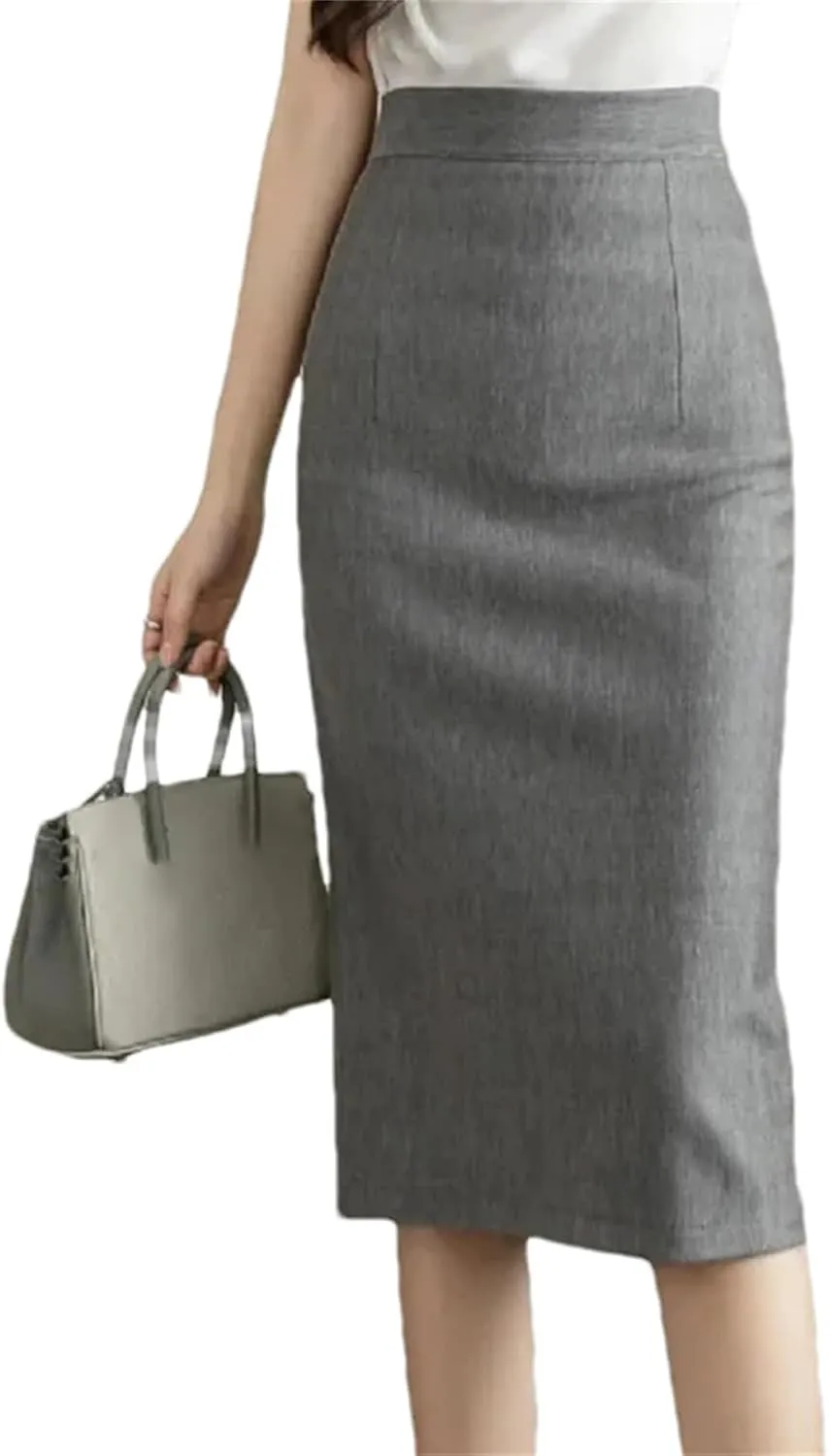 Women's Vintage Stretch Pencil Skirt – Office Lady Formal Midi Skirt Elegant Package Hip Below Knee Skirt