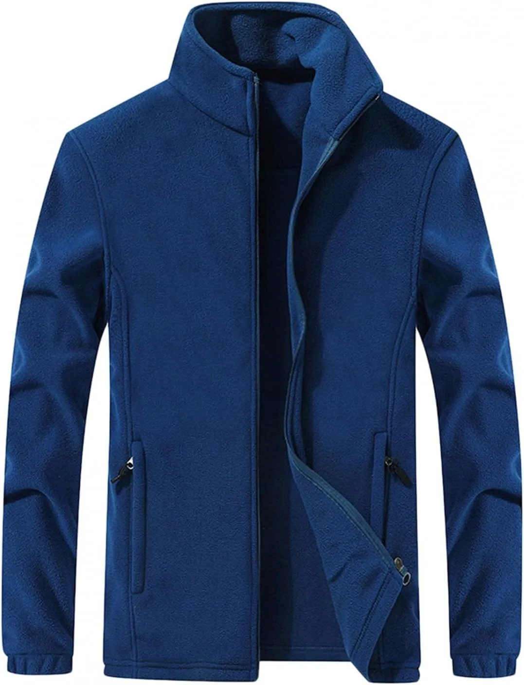WUAI-Men Bomber Jacket Lightweight Winter Fleece Lined Tactical Sherpa Cargo Military Jacket Stand Collar Zip Up Outwear